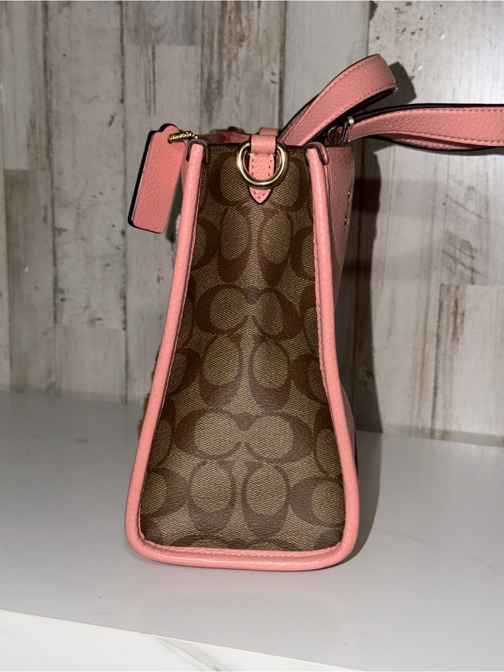 Coach Dempsey 22 with Creature Patches Women's Leather Tote Bag - Pink/Multi - Picture 2 of 10